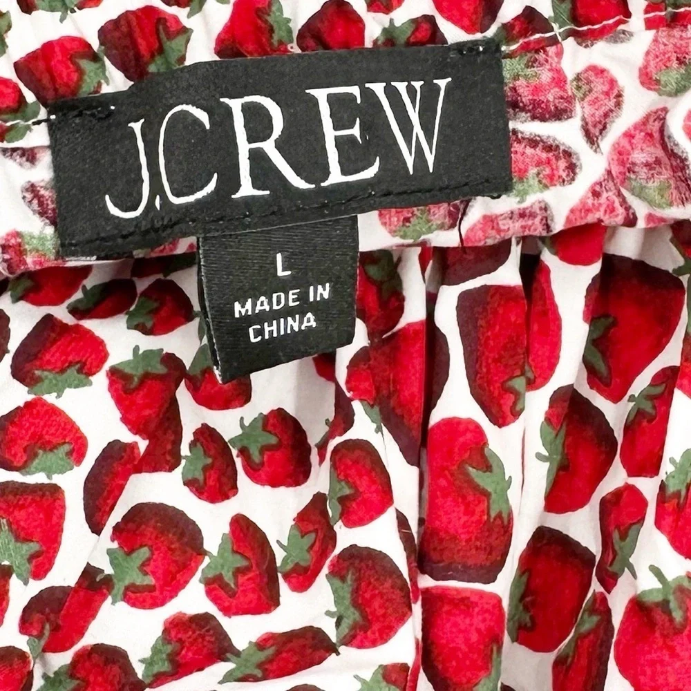 J. Crew Cinched-waist Cropped Top in Strawberry Swirl Cotton Poplin